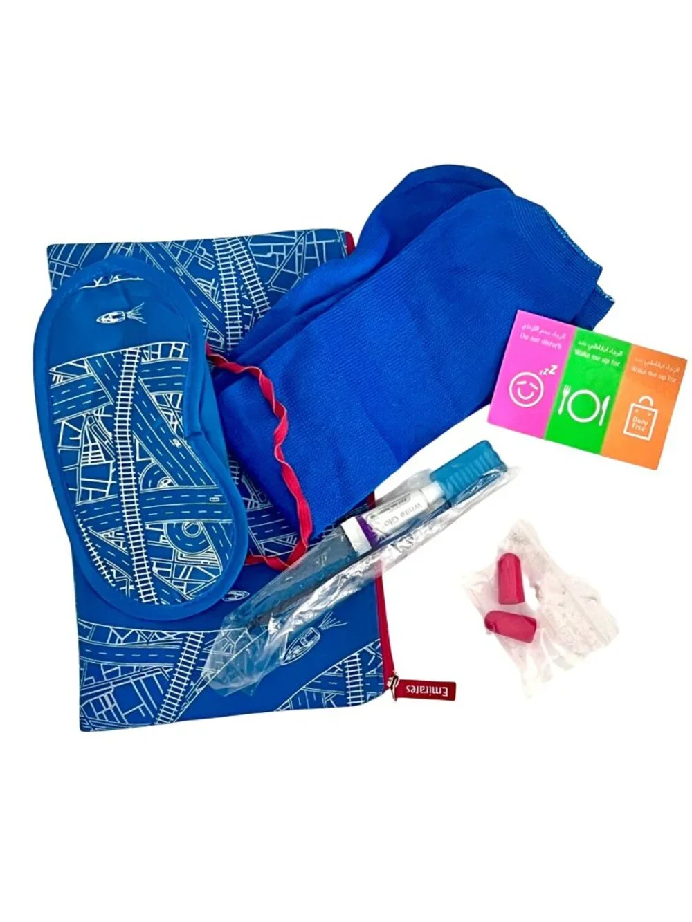 Emirates Blue Toiletry Travel Kit Eye Mask Socks Toothbrush Earplugs